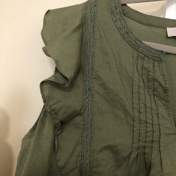 Loft V-Neck Ruffled Sleeveless, Loose Fit - Picture 2 of 5